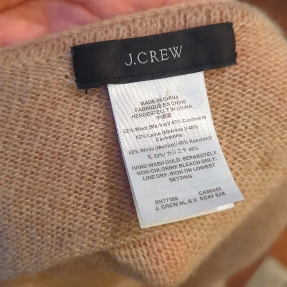 J. Crew Tan Cashmere-blend popover Boatneck Soft Striped poncho OS - Picture 7 of 9